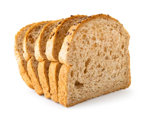 Brotscheiben Nahaufnahme auf einem weißen. isoliert. — Stockfoto