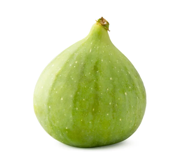 One green fig close-up on a white background. — Stock Photo, Image