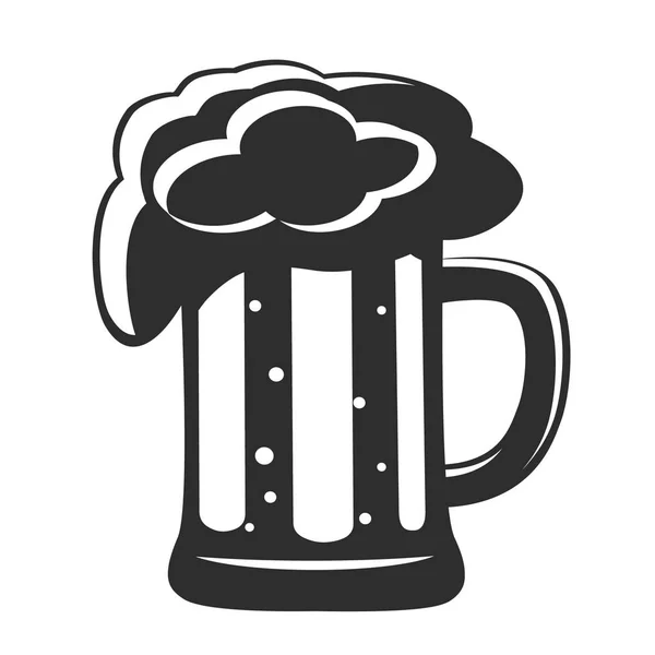 Silueta de cristal de cerveza sobre un blanco. Logo Oktoberfest — Vector de stock