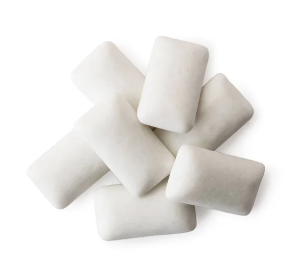 Stapel kauwgom pads op een witte. Het uitzicht op de top. — Stockfoto