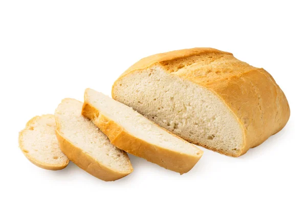 Round bread sliced on a white background. Isolated — Stock Photo, Image