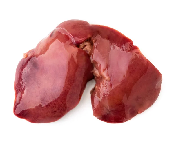 Raw chicken liver on a white. The view of the top. — Stock Photo, Image