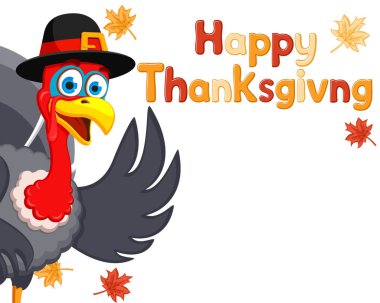 Şapkalı Türkiye beyaz bir arkaplanda, mesaj için yer arıyor. Şükran Günü.