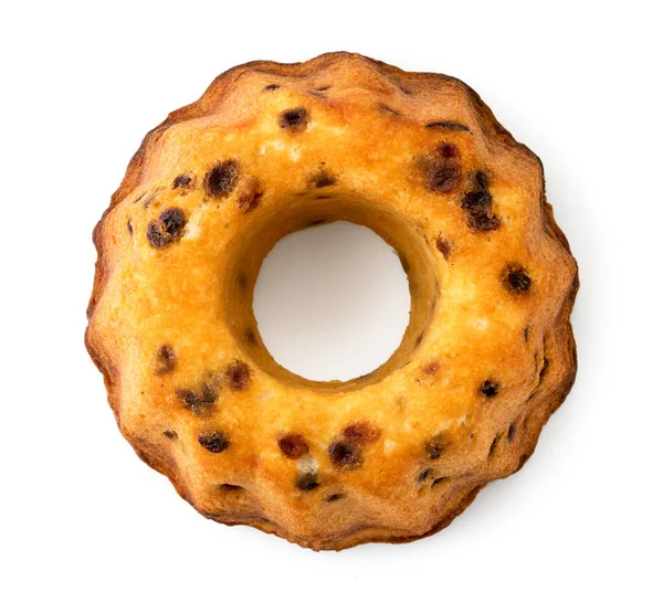 Muffin vienense com passas em um fundo branco. A vista do topo . — Fotografia de Stock