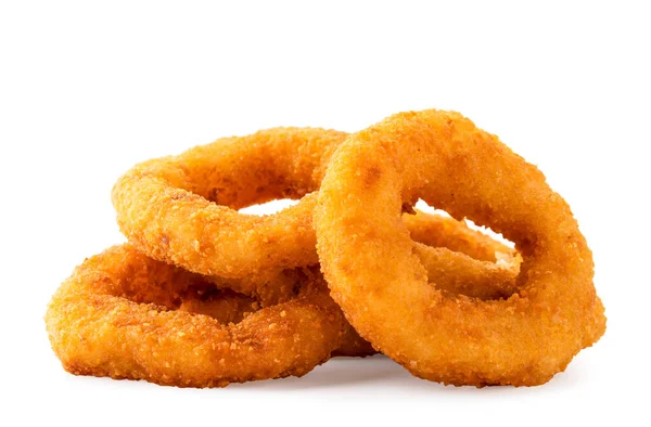 Pile of fast food onion rings on a white, isolated. — Stock Photo, Image