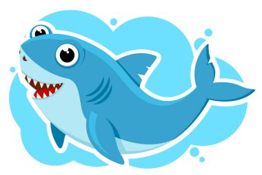 Köpekbalığı suyun arka planına geniş bir şekilde gülümser.