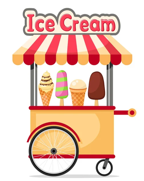 Kiosk se sadou zmrzliny na bílém — Stockový vektor