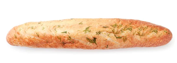 Baguette bröd på en vit bakgrund. Utsikten uppifrån — Stockfoto