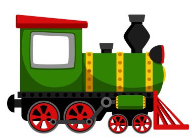 Beyaz zemin üzerinde yeşil bir lokomotif treni