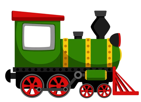 Tren locomotora verde sobre fondo blanco — Vector de stock
