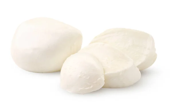 Sliced Mozzarella Cheese Closeup White Background Isolated — Stock Photo, Image