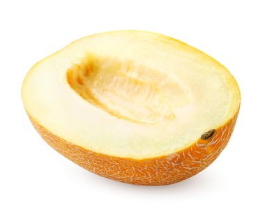 Beyaz arka planda yarım karpuz yakın plan. İzole edilmiş