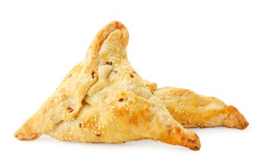 Samsa beyaz arka planda yakın plan, samosa. İzole edilmiş