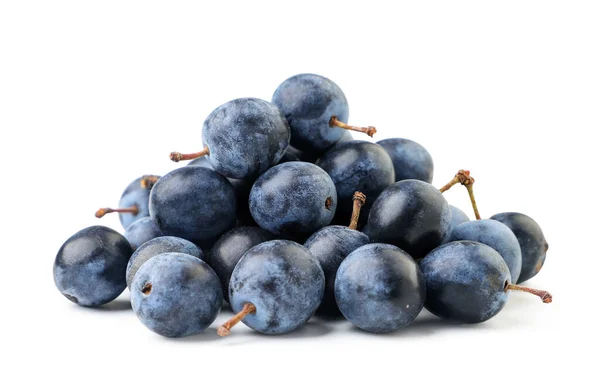 Pile Blackthorn Berries Close White Background Isolated — Stock Photo, Image