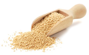 Beyaz arka planda kuru maya kepçesi. İzole edilmiş