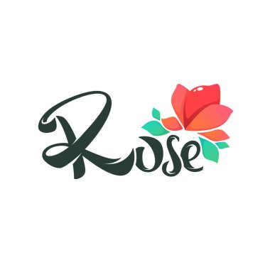 basit çizgi roman kompozisyon yazı ile gül çiçek Logo doodle 