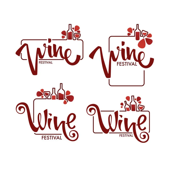 Festival Vinho Tinto Logotipo Vinho Jovem Emblemas Rótulos —  Vetores de Stock