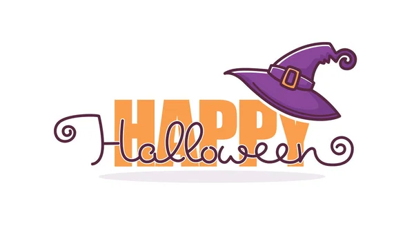 Happy Halloween Vector Begroeting Uitnodiging Met Hand Getrokken Belettering Samenstelling — Stockvector