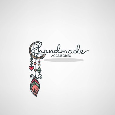 El yapımı aksesuarlar, elle çizilmiş doodle logo, etiket, amblem dükkanı veya iş için