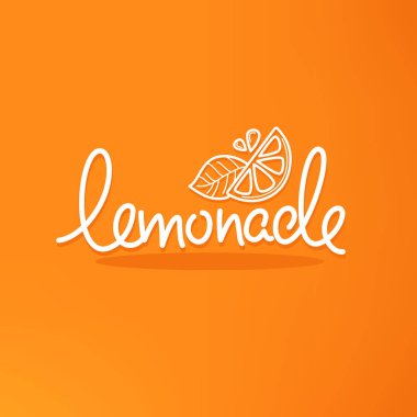  logo, etiket, emblemsand banner için ev yapımı narenciye limonade, parlak turuncu zemin üzerine yazı beyaz