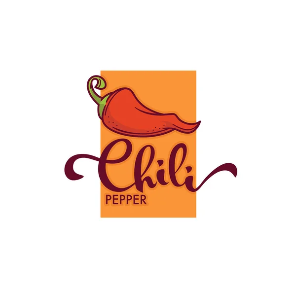 Logo Icono Emblema Chile Picante Con Composición Letras Dibujadas Mano — Archivo Imágenes Vectoriales