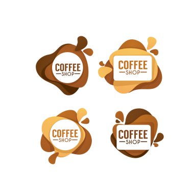 Coffee shop logo. Sıcak ve tatlı vektör koleksiyonu içecekler sembolleri ve Amblemler