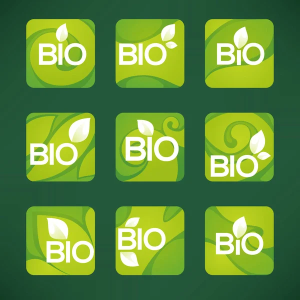 Bio Produkt Bio Blätter Embleme Aufkleber Logo Symbole Für Ihre — Stockvektor