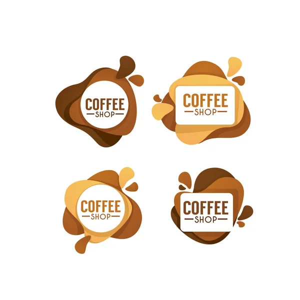 Coffeeshop Logo Vector Verzameling Van Hete Zoete Dranken Symbolen Emblemen Rechtenvrije Stockillustraties