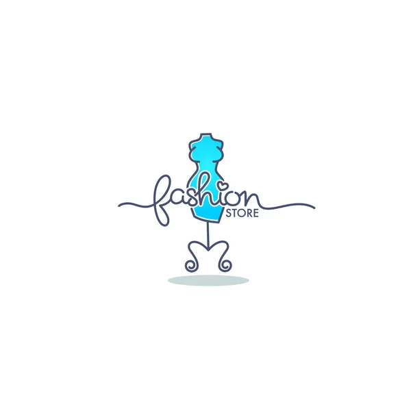 Boutique Mode Magasin Logo Étiquette Emblèmes Avec Des Robes Art — Image vectorielle