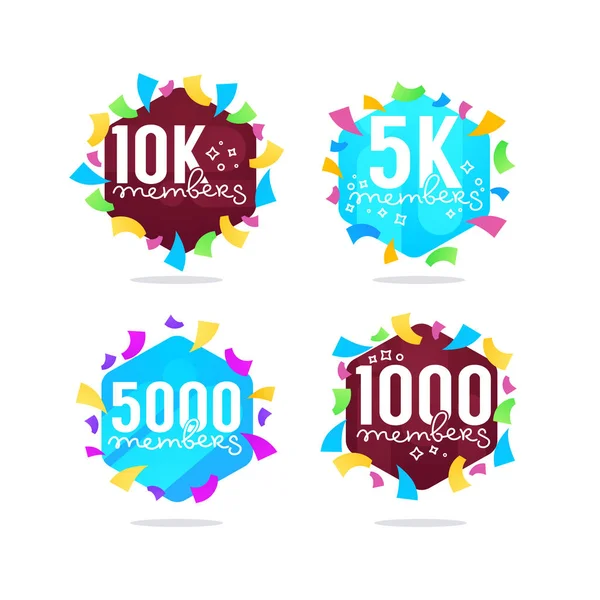 1000 Követői Tagok Köszönöm Keretek Buborékok Transzparensek Betűkkel Összetétele — Stock Vector