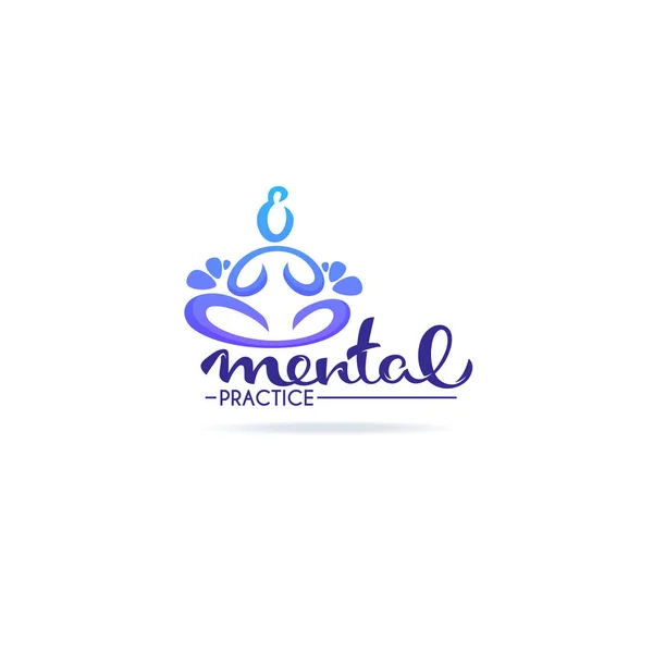 Psykisk Praksis Skrifttype Menneskekropp Yoga Positur Doodle Stil Logoen Etiketten – stockvektor