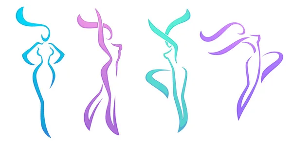 Vector Collection Abstract Women Dancing Poses — Stock Vector