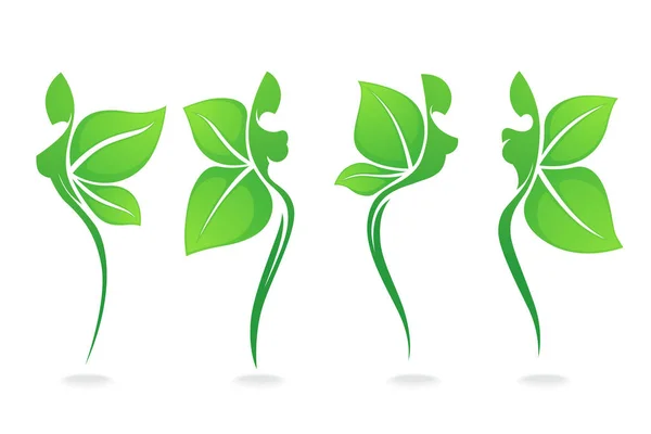 Soyut Farklı Pozlar Vektör Logo Etiket Amblemler Için Organik Toplama — Stok Vektör