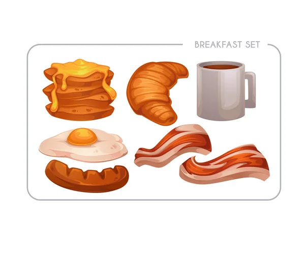 Happy Breakfast Ativo Comida Desenho Animado Vetorial Para Seu Jogo —  Vetores de Stock