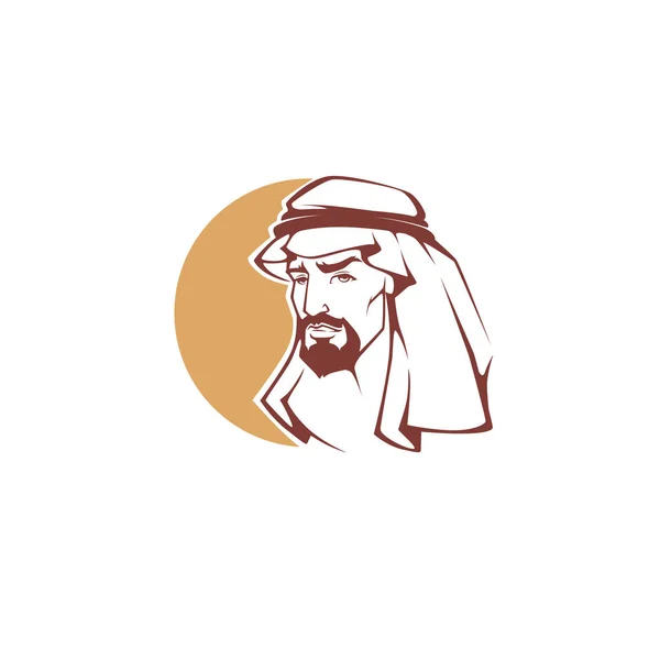 Logo Etiket Amblem Için Arap Yakışıklı — Stok Vektör