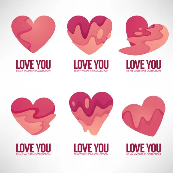 Vector Collection Heart Love Logo Concept Labels Forms — Stock Vector