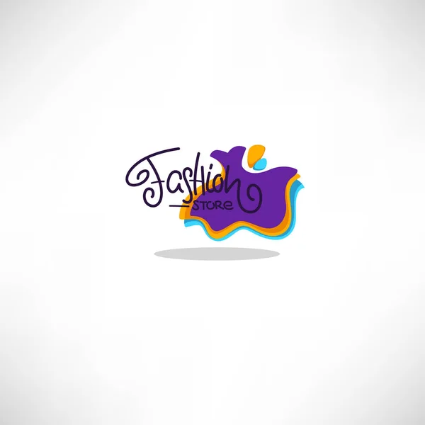 Divat Boutique Store Logo Címke Emblémáját Világos Ballon Ruha Betűkkel — Stock Vector