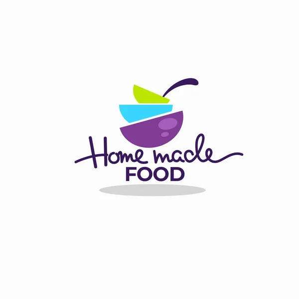 Huis Gemaakte Eten Koken Kleurrijke Soep Kommen Voor Menu Logo — Stockvector