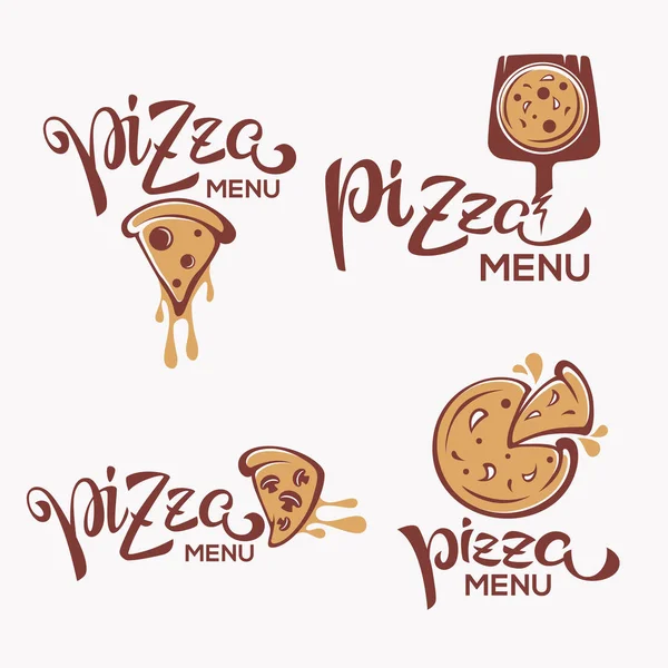 Pizza Menu Pizza Slice Lettering Composition Yout Logo Emblem Label — Stock Vector