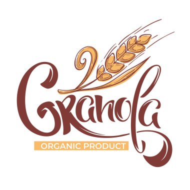 Kaligrafi yazı kompozisyonu ile Granola logo şablonu ve