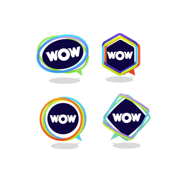 Modern, vibrant and bright speech bubbles with emotional wow wor — Stock Vector