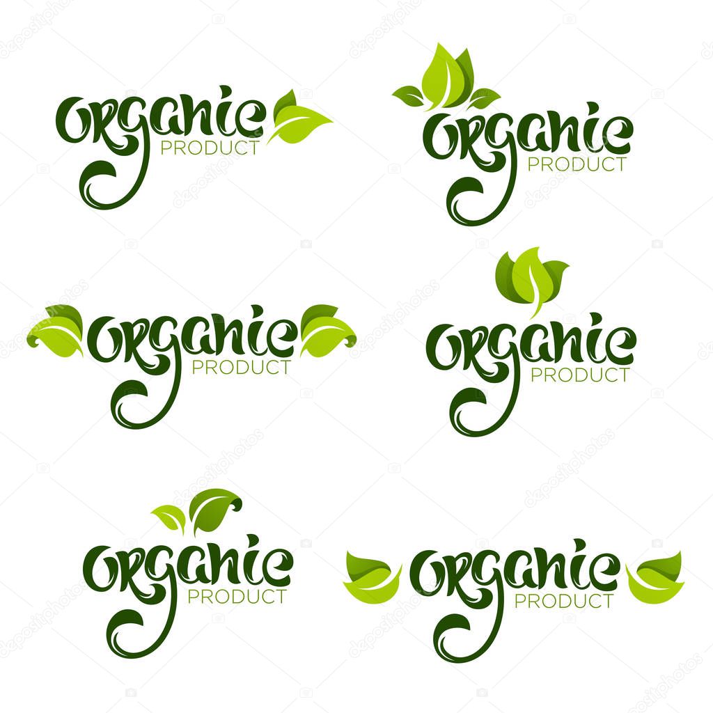 Organic product, , natural and vegan lettering for your organic food and menu logo