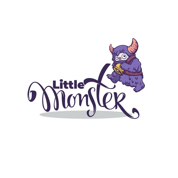 Petit Monstre Modèle Logo Vectoriel Avec Image Création Magique Composition — Image vectorielle