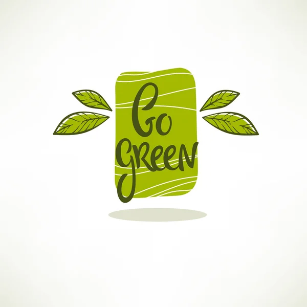 Зеленая Здоровая Органическая Буквенная Композиция — стоковый вектор