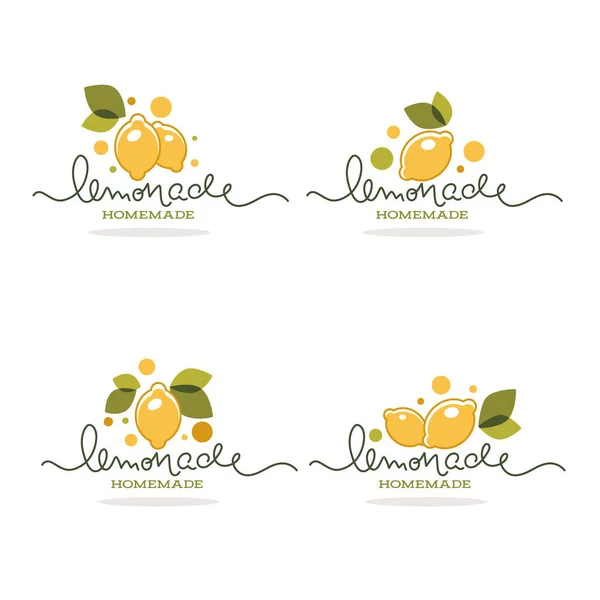 Limonata Fatta Casa Logo Doodle Vettoriale Etichetta Emblema Menu Delle — Vettoriale Stock