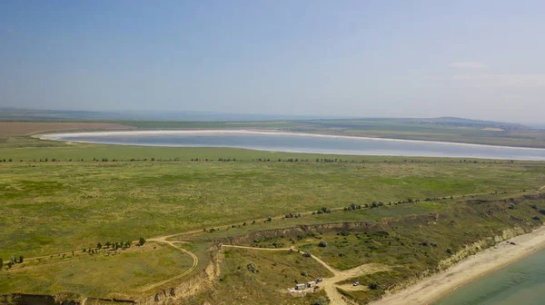 Vista Aérea Playa Del Mar Negro Región Krasnodar Sault Lago — Foto de Stock