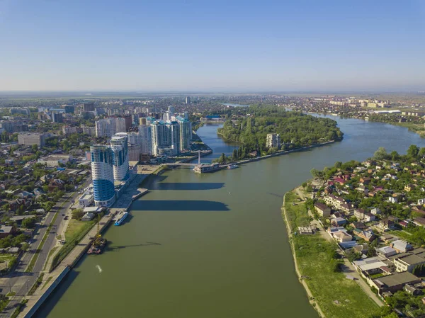 Russia Krasnodar July 2018 City Buildings Parkland Overhead Aerial View — Stockfoto