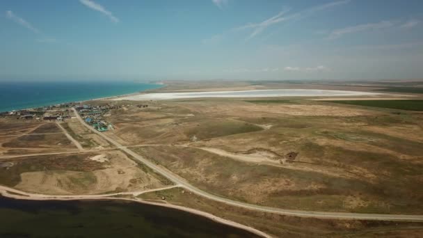 Aerial View Black Sea Beach Krasnodar Region Sault Lake Sea — Αρχείο Βίντεο