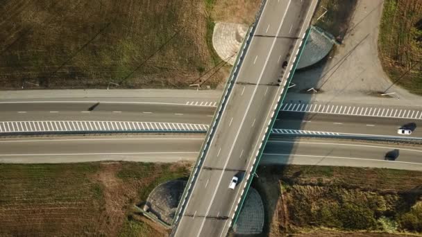 Estate Filmato Drone Aerea Giunzione Trasporto Incrocio Strada Traffico Vista — Video Stock