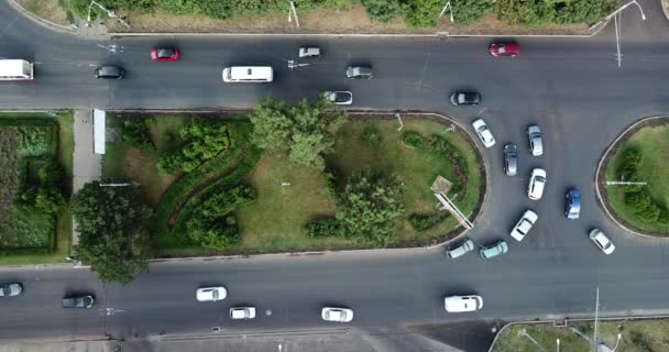 Flyg Flyg Drönarvy Bilder Freeway Staden Trafikstockning Uppifrån Och Ned — Stockvideo